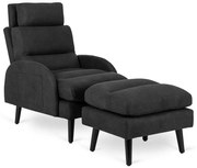 Czarny fotel z wolnostojącym podnóżkiem W2-C95