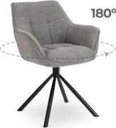 Krzesło Tapicerowane Obrotowe PEONY Szare Nowoczesne Loft
