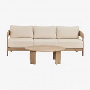 Zestaw Ogrodowy Z 3-osobową Sofą I Stolikiem Kawowym Z Drewna Akacjowego Uleno Jasny Akacjowy Brąz - Sklum