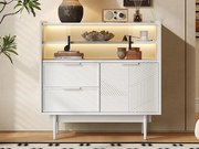 Bufet z LED - 1 drzwi, 2 szuflady i 2 otwarte przegródki - MDF - Czarny