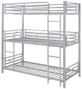 Łóżko piętrowe ELOUAN - 3 × 90 × 190 cm - Szary