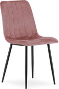Różowe krzesło do kuchni LAVA aksamitne z czarnymi nogami