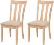 Krzesło do jadalni MCW-G46 (zestaw 2 szt.),  naturalny kolor stelaża, beżowy
