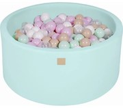 Okrągły Suchy Basen Z Piłeczkami 7cm Dla Dziecka, 90x40cm/250 Piłek, Bawełniany, Miętowy, Model Cupcake - Meowbaby®