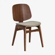 Krzesło Jadalniane Z Drewna Canada Ciemne Drewno & Tkanina W Kolorze Mokki W Kolorze Brązowym - Sklum