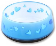 Niebieska plastikowa miska dla kotka LOVE BOWL
