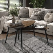 Zestaw stolików kawowych orzech/czarny 98x60x48 veyo