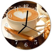 Zegar szklany okrągły Kawowe serce