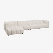 4-częściowa Sofa Modułowa Z Lewą Leżanką W Tkaninie Bouclé Eliot Tkanina Bouclé W Kolorze Kremowo-beżowym - Sklum