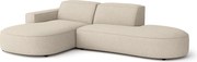 Narożnik modułowy CURSAL G lewostronny 271×166×73 cm – kremowy  Raven 24, zaokrąglone leżanki, wolnostojący