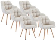 Zestaw 6 krzeseł z podłokietnikami - Tkanina i drewno bukowe - Beżowy - PEGA marki Pascal Morabito