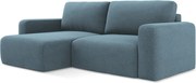 Narożnik lewostronny z funkcją spania - z tkaniny strukturalnej - jasny niebieski - KONA