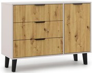 Komoda duża z 3 szufladami i szafką kaszmir + dąb artisan A1-L26