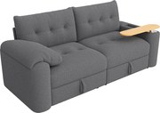 Kanapa 3-osobowa - z miejscem do przechowywania - z podparciem dla głowy i wbudowanym stolikiem pomocniczym - szary