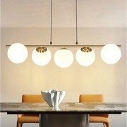 NETTLIFE Lampa wisząca złota średnica szkła 90 cm E27 nowoczesna 150 cm regulacja wysokości vintage do jadalni salon lada barowa I bez żarówki