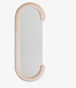 Owalne Lustro Ścienne 60x160 Cm W Welurze Jasnon Pszenica Brązowa - Sklum