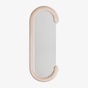 Owalne Lustro Ścienne W Aksamicie 60x160 Cm Jasnon Pszenica Brązowa - Sklum