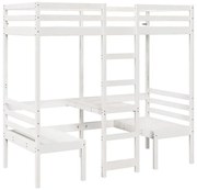 Piętrowe białe łóżko z biurkiem i krzesłami 90x190 H4-N80