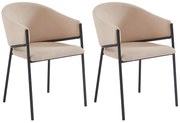 Zestaw 2 krzeseł z podłokietnikami z tkaniny i metalu – kolor beżowy – ORDIDA marki Pascal Morabito