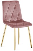 Różowe aksamitne krzesło jadalniane LIBRA ze złotymi nogami