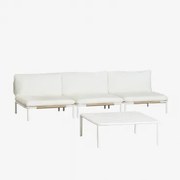 3-częściowa Modułowa Sofa Ogrodowa I Stolik Kawowy Roubly Beige Migdałowa - Sklum