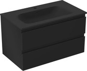 Mexen Orio szafka łazienkowa 80 cm z umywalką Vela, 2 szuflady, czarna mat - 91A10-08047-2-BFF71-W23M71