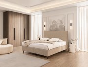 Łóżko kontynentalne z pojemnikiem Slim wezgłowie L z lamówką New Elegance