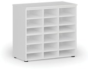 Regał sortujący PRIMO WHITE, 800 x 420 x 740 mm, 18 przegród, biały