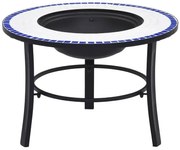 Okrągłe wysokie palenisko ogrodowe biało-niebieskie L9-G67