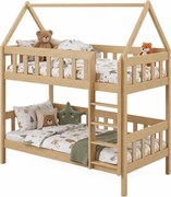 Piętrowe łóżko dziecięce przypominające domek, sosna P2-A60
