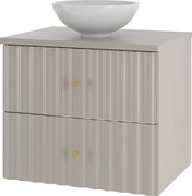 Kaszmirowy Zestaw Łazienkowy 60cm Szafka z Blatem i Umywalką Ryflowane Fronty Aqua