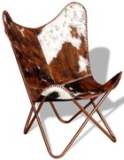 Brązowo biały fotel butterfly retro C1-L33