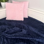 Gruby koc tłoczony z mikrofibry kulki granatowy 160x200 cm