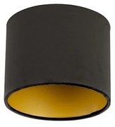 Aksamitny abażur czarny 18/18/14 ze złotym wnętrzem