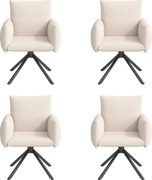 Zestaw 4 krzeseł obrotowych, beżowo-lnianych, z podłokietnikami i metalowymi nogami – do jadalni i biura