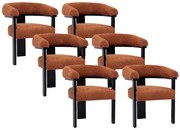 Zestaw 6 krzeseł z podłokietnikami z bukli i drewna kauczukowego - Terakota i czarny - LIVELIA marki Pascal Morabito