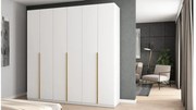 Szafa 6 drzwiowa otwierana 240 x 240 cm – biała ze złotymi uchwytami