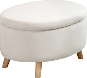 HOMCOM Ławka z miejscem do przechowywania, Hoker, owalny kształt, wygląd aksamitu, do 80 kg, 71 x 51,5 x 42 cm, Beżowy