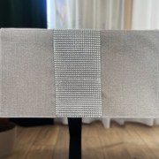 Bieżnik z cyrkoniami glamour szary na stół ozdobny - 40x140 cm