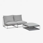 Modułowa Sofa Ogrodowa 2-częściowa Z Pufem Rozkładanym Amaro Grey - Sklum