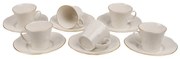 Zestaw 6 porcelanowych filiżanek na kawę ze spodkami Stitched