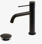 Zestaw Baterii Umywalkowej I Zaworu Spustowego Orveta Click-clack Z Mosiądzu Czarna & ↑20 Cm & Zawór Z Przelewem - Sklum