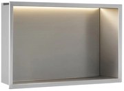 PÓŁKA WNĘKOWA ŁAZIENKOWA LED 30x45 stal szczotkowana