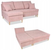 Narożnik Wigo rozkładany z funkcją spania Family Meble welur różowy