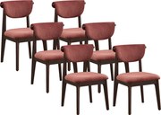 Zestaw 6 krzeseł z teksturowanej tkaniny  i drewna kauczukowca - Brązowy - GABIEL