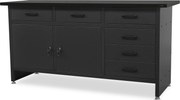 Stół warsztatowy z szufladami czarny, 1700x850x600 mm: HENRY All Black