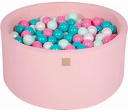 Okrągły Suchy Basen Z Piłeczkami 7cm Dla Dziecka, 90x40cm/250 Piłek, Bawełniany, Jasnoróżowy, Model Unicorn - Meowbaby®