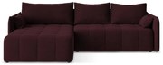 Bordowy rozkładany/ze schowkiem narożnik (lewostronny/z szezlongiem) Moku – Makamii