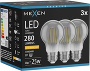 Mexen Vintis 3x żarówka filament LED E27, A60, 4W, Ciepła - 2200K, 280 lm, smoke - L150-E27-0422-70x03