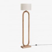 Lampa Podłogowa Z Drewna Mango Tiberia Drewno Mango & Jasnoszary Taupe Ø40 Cm - ↑30 Cm Arlina - Sklum